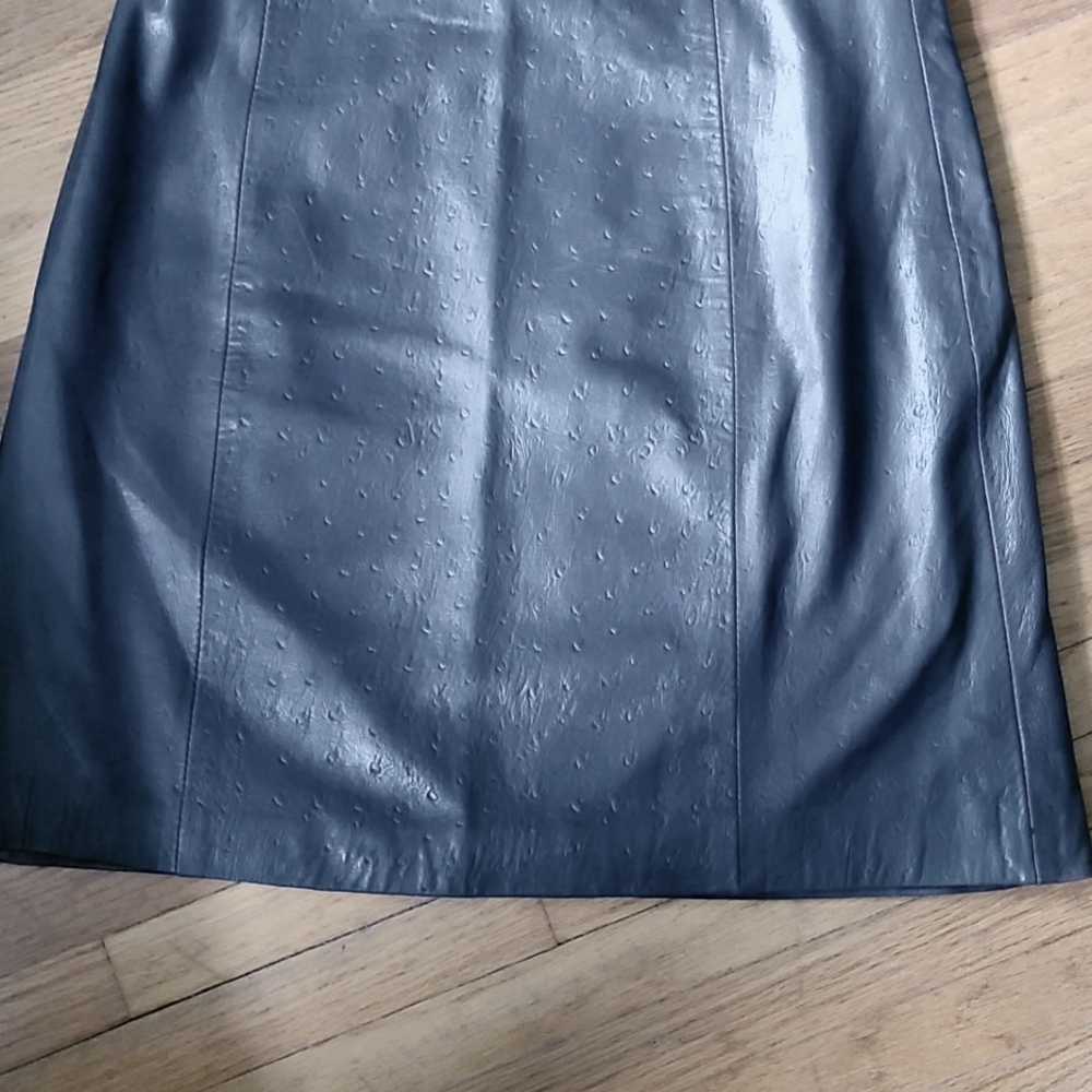 EUC Vintage Bermans leather mini skirt, sz 10